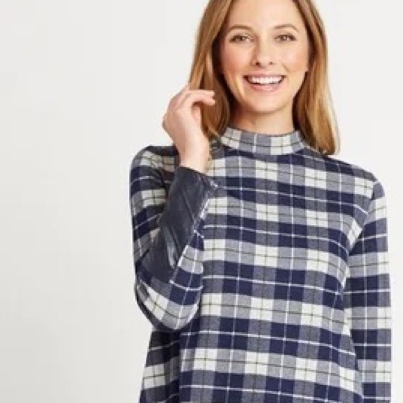 NWT Tyler Boe Plaid Full Sleeve Faux Leather Trim Tunic XS - Picture 4 of 12